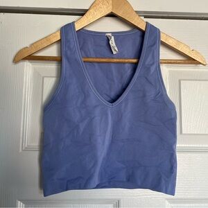 Athleta Periwinkle Blue Ribbed V-Neck Crop Top